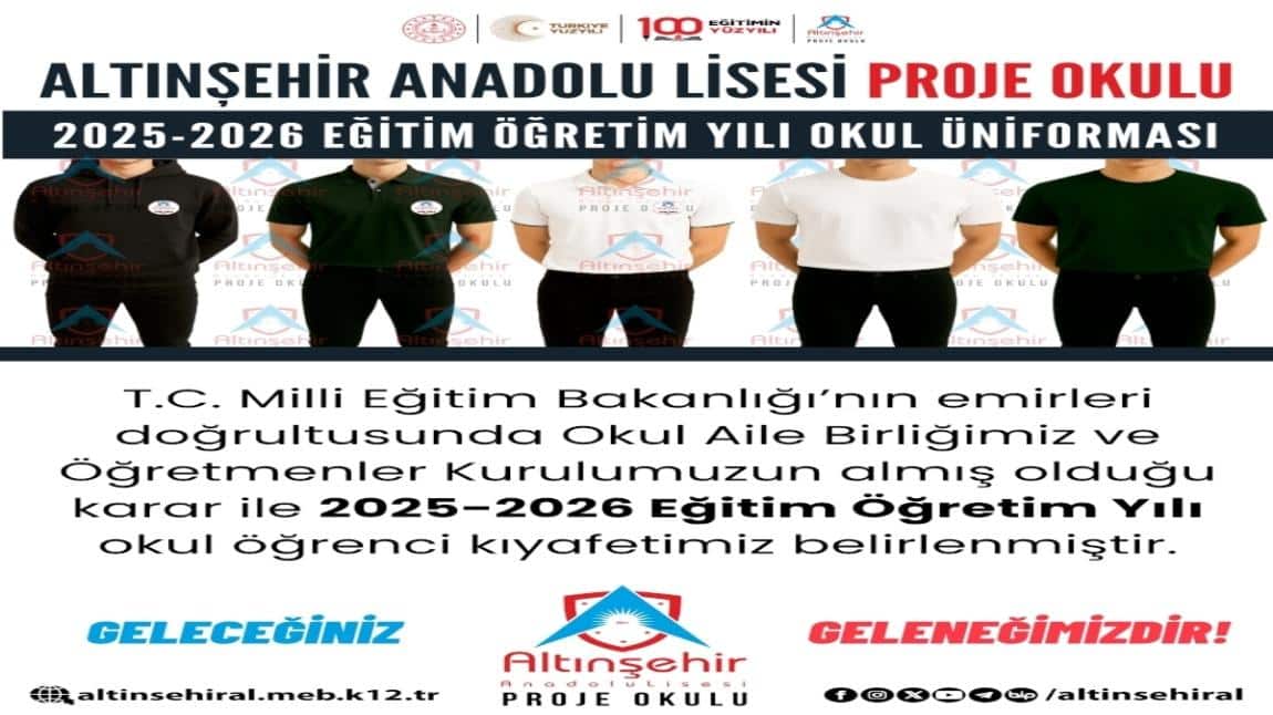 2025-2026 EĞİTİM ÖĞRETİM YILI ÖĞRENCİ KIYAFETİ