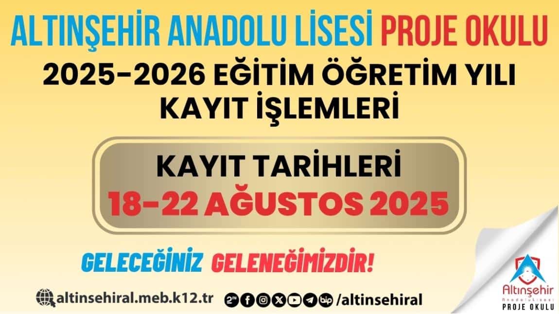 2025-2026 EĞİTİM ÖĞRETİM YILI KAYIT İŞLEMLERİ